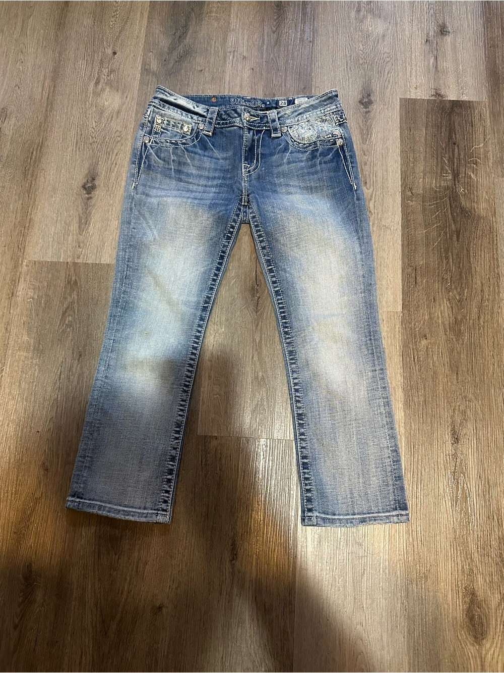 Miss Me Light Blue Distressed Cropped Jeans